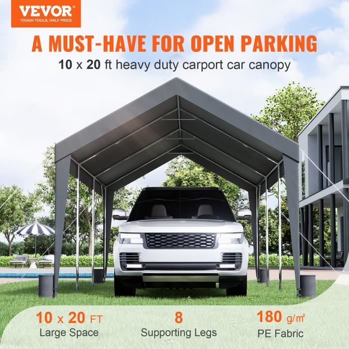 Bâche De Remplacement VEVOR Pour Carport 3x6m - Tissu PE Triple Couche - Imperméable Et Anti-UV - Cadre Non Inclus