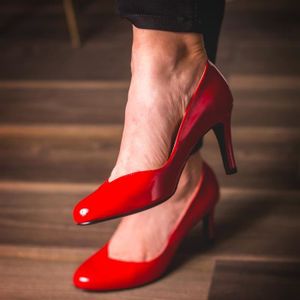 Escarpin rouge talon carré Cdiscount - Main Image