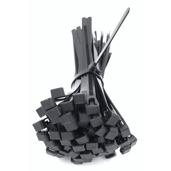 Noir Lot de 100 Pi/èces Serre C/âbles Rilsan Nylon Colliers Serre-Cable 300mm Attache C/âble intervisio Collier de Serrage 300 mm x 7,6 mm