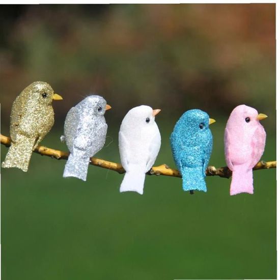 Ornements d/'oiseaux de Noël avec des Oiseaux de Mousse à Clip-artificiels pour des guirlandes d/'arbre de Noël de 12pcs Argent Décorations de Noël
