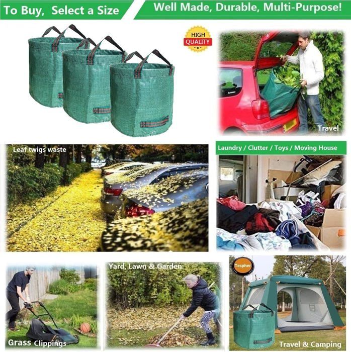 GUHAOOL Sacs de Jardin 4x272L,Sac de Déchets de Jardin en Polypropylène Extrêmement Robuste (PP