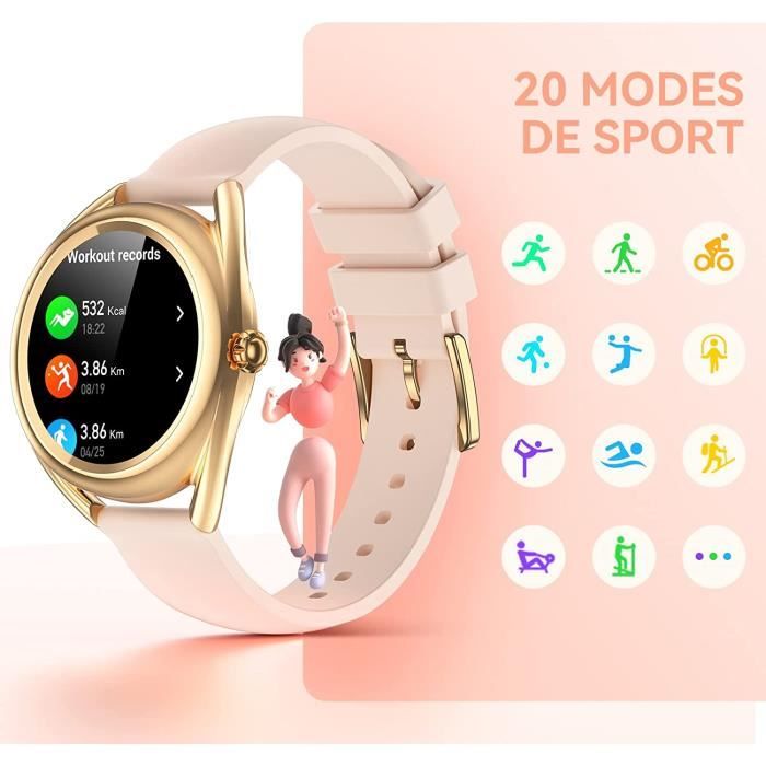 Parsonver Montre Connectée Femme,1,09'' Smartwatch Bluetooth IP68 ...