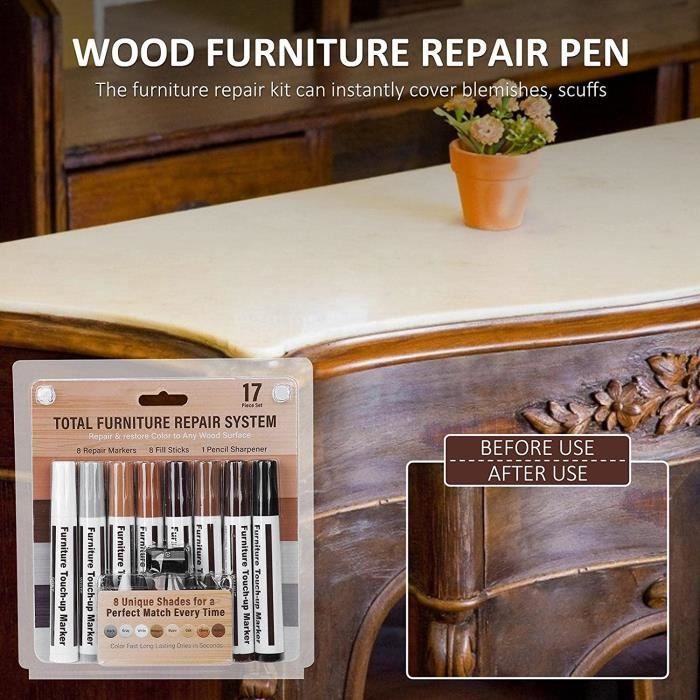 Stylo de réparation de meubles en bois marqueurs de retouche et bâtons de  remplissage Kit de restauration de rayures en bois Patch stylo de peinture  réparation Composite en bois - AliExpress