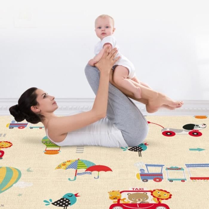 LIVINGbasics Tapis de jeu rond rembourré pour bébé, tapis de jeu pour bébé  rampant de 57 po de grand diamètre, pliable