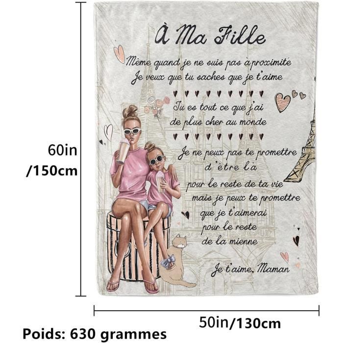 Couverture Douce Pour Maman - Cadeau Personnalisé Fête Des Mères | 150x150 Cm Flanelle Chaude, Usage Canapé, Lit, Voyage
