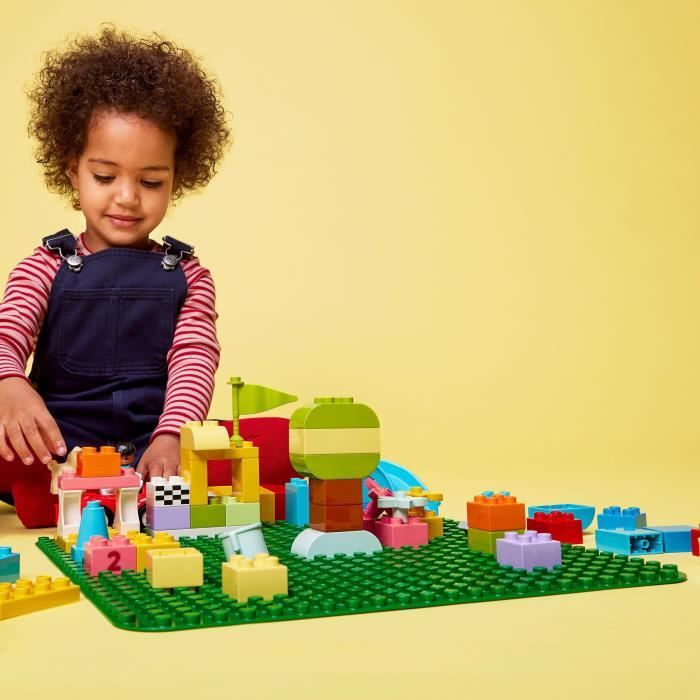 Lot De 4 Grandes Plaques De Base 38x38 Cm Compatibles Duplo - Socles Verts Et Gris Pour Constructions & Exposition Enfants