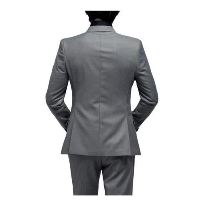 Costume Homme 2 Pièces Slim Fit - Veste Double Boutonnage Et Pantalon - Couleur Unie - Pour Mariage, Affaires, Cérémonie