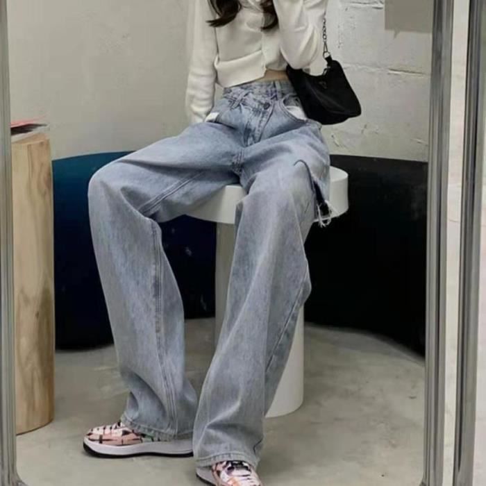 Jeans Jean en Denim Trous pour Femme V tement Cool Mode Ulzzang