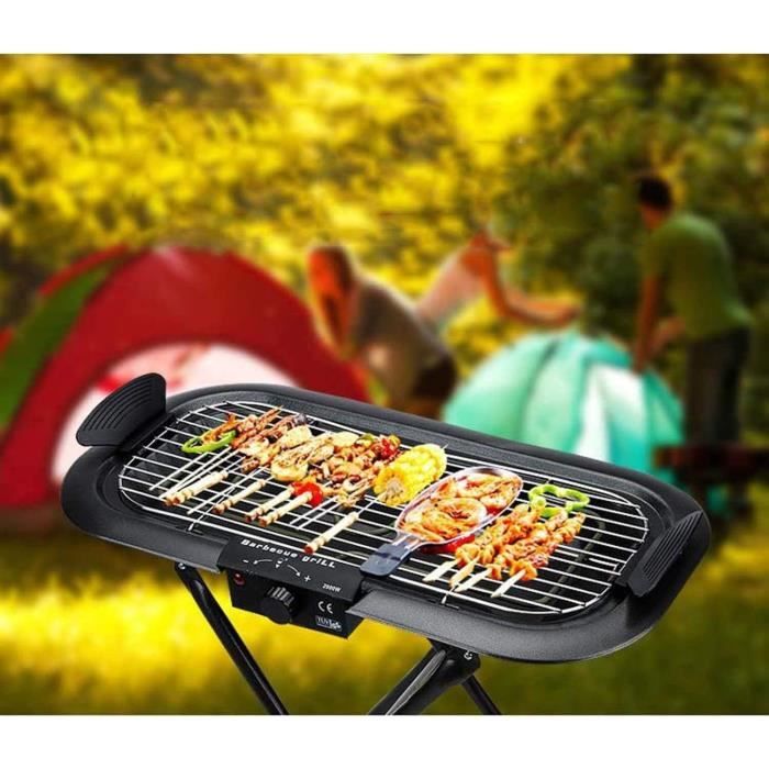 Barbecue électrique Cloer 656 - 2000W, Surface 43x30.5cm - Grille Antiadhésive, Réglable - Noir