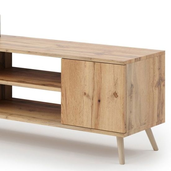 Meuble TV Focus 135 chêne artisan, pieds métal loft - Maison