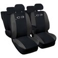 Lupex Shop Housses de siège auto compatibles pour C3 Noir Gris Foncè-0