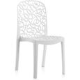 Lot de 6 chaises de jardin empilables en résine coloris blanc - Longueur 47 x Profondeur 50 x Hauteur 87 cm-0