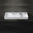Lavabo double vasque suspendu - RUE DU BAIN - Twins - Solid surface blanc mat - Rectangulaire - Blanc - 40 cm-0