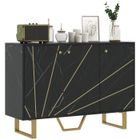 Meuble de rangement HOMCOM buffet salon avec 2 placards 3 portes et étagère réglable, pieds en métal, aspect marbre noir