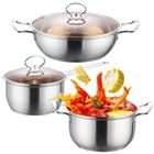 ULTRIXE Batterie de Cuisine en Acier Inoxydable 6 pièces Avec Couvercle en Verre Casseroles Adapté à Tous Feux Dont Induction