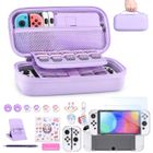 DEPTHOT Kit Accessoires Nintendo Switch OLED 19 en 1 – Étui de Transport Violet Clair avec Pochette de Jeux et Protection Écran