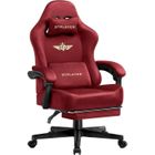 GTPLAYER Chaise de Gaming - Rouge - Tissu respirant - Ergonomique - Rembourrage à ressorts intégré