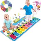 Tapis Piano Musical HAOPYOU - Plus de 90 Sonorités - Jouet Musical pour Bébés et Enfants - Bleu