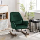 Fauteuil à Bascule - HOMEMIYN - Velours Rembourré - Support Lombaire - 1 Place - Vert