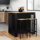 IDMARKET Table de bar îlot JUNO bois noir et plateau façon hêtre