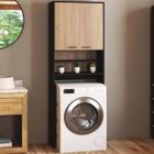 IDMARKET Meuble étagères de rangement dessus machine à laver et WC WALLIS noir et bois façon hêtre