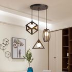 PETITES ECREVISSES Suspension Luminaire Vintage E27 - Cage Métal - 3 Lampes - Corde ajustable
