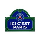 Plaque de rue - PSG - Ici c'est Paris - Métal - 25x20 cm - Marine, vert