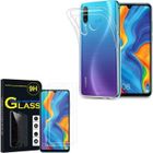 VCOMP Coque pour Huawei P30 Lite - TRANSPARENT - UltraSlim - 2 Films Verre Trempé - Silicone gel