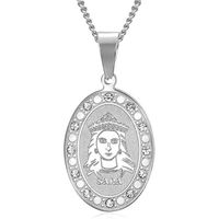 BOBIJOO Jewelry - Pendentif Collier Gitan Medaille Sainte Sara Acier Inoxydable Faux Diamants Argente