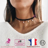 LCC® Collier femme ras de cou or choker étoile fantaisie pendentif fille cadeau bijou chaîne anniversaire fête alliage aluminium