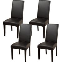 Housses de Chaise en PU Protecteur de Chaise en Cuir Stretch Artificiel Housses de siège universelles, Noir, 4 piece