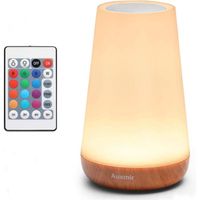 Lampe de Chevet Veilleuse LED Lampe d'ambiance Chambre Lampe Nuit Tactile avec 13 Couleurs RGB, Rechargeable USB, Télécommande
