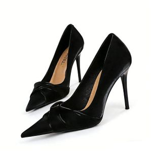 Escarpins Satin Noir Et Tissu - Talons Hauts 37, Occasion élégants Pour Soirée