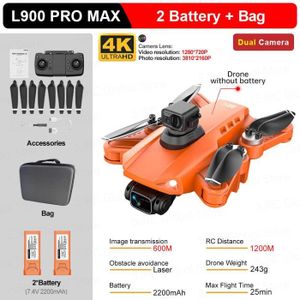 DRONE L900 Max Orange 2B CB-Drone professionnel L900 Pro