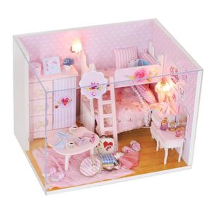 MAISON POUPÉE modèle de maison de poupée Kit de Maison de Poupée, Maison de Poupée Miniature Rose pour Enfants pour Décoration jeux poupee