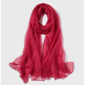 ECHARPE - FOULARD Etole foulard écharpe mousseline de soie rouge bor