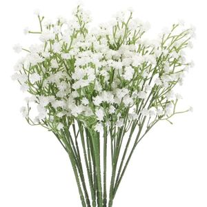 FLEUR ARTIFICIELLE Lot de 8 fleurs artificielles blanches à 3 branches - Haleine de bébé - Décoration intérieure et extérieure