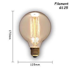 LighitngDesigner Edison Classique LED Ampoule G125 4W Dimmable Style Vintage 220 240V E27 Ambre 