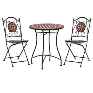 Ensemble table et chaise de jardin FDIT Mobilier de bistro 3 pcs mosaïque Carreau céramique Terre cuite - FDI7596638798981