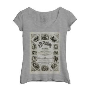 T-SHIRT T-shirt Femme Col Echancré Gris La Vie Parisienne Couverture Vintage 1876
