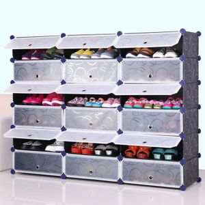 Langria Meuble De Rangement De Chaussure 18 Cabines Avec Portes