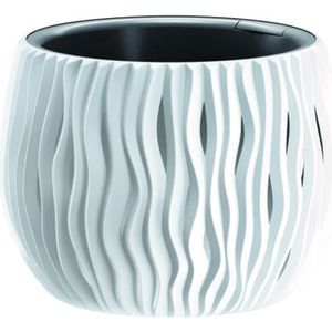 Prosperplast Vaso Sandy Con Fioriera Rotonda 29x19 Cm - Design Ceramica Color Crema Per Piante Da Interno/Esterno