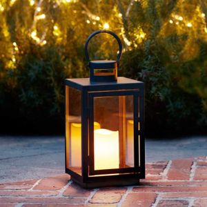 LAMPION Lights4fun Lanterne Noire en Métal avec Bougie LED pour Jardin à Piles, 30cm225