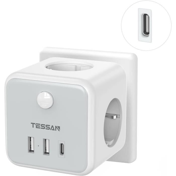 Acheter TESSAN multiprise à prise plate avec 3 prises ca et 3 chargeur  mural USB, rallonge plate Ultra fine de 5 pieds pour voyage, maison