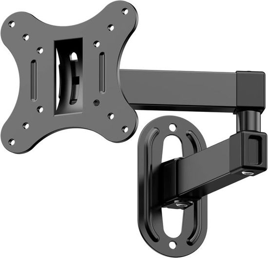 Support Mural TV/Moniteur 14-27" Orientable - VESA 75x75/100x100 - Jusqu'à 10kg - Pour Mur Béton/Brique