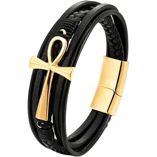 OIDEA Ankh Bague en acier inoxydable Noir Or Argent : Vintage Ankh Croix Bagues Hommes Femmes Bague Égyptienne Bague de couple Religieux Bague Rétro Amitié Bijoux Cadeau pour Hommes Femmes, Acier