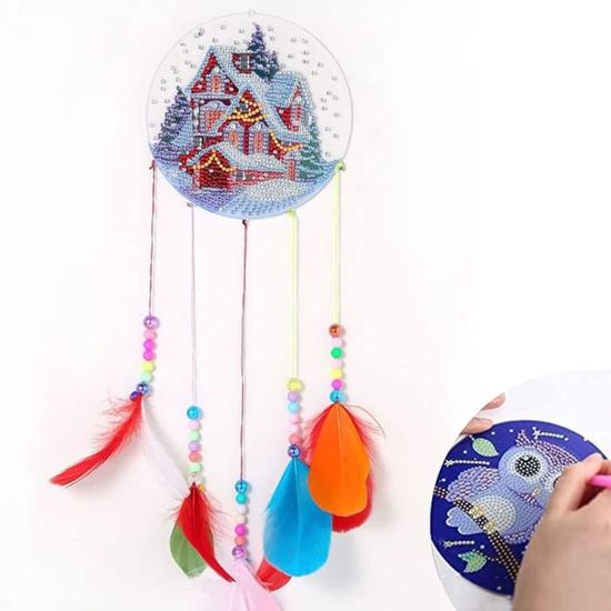 RICUVED 4 Pack 5D Diamond Painting Attrape-rêves, Kit De Peinture Diamant Complet Paysages, DIY Diamant Peinture Kit, Diamant Arts Craft Canevas Artisanat Maison Décoration Murale Decor 30x40cm