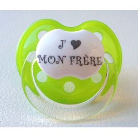 Sucette Bebe Personnalisee J Aime Mon Frere Vert Achat Vente Sucette Cdiscount