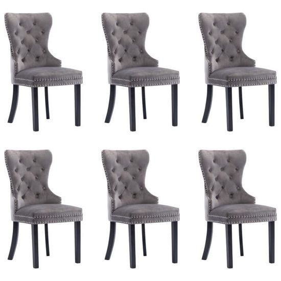 Lot de chaises de salle à manger - Style contemporain Scandinave chaise Cuisine 6 pcs - Gris Velours Mode▓1784