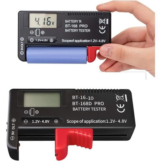 Testeur Piles Numérique AXFEE BT189 - Compatible AA AAA C D 9V, Écran LCD